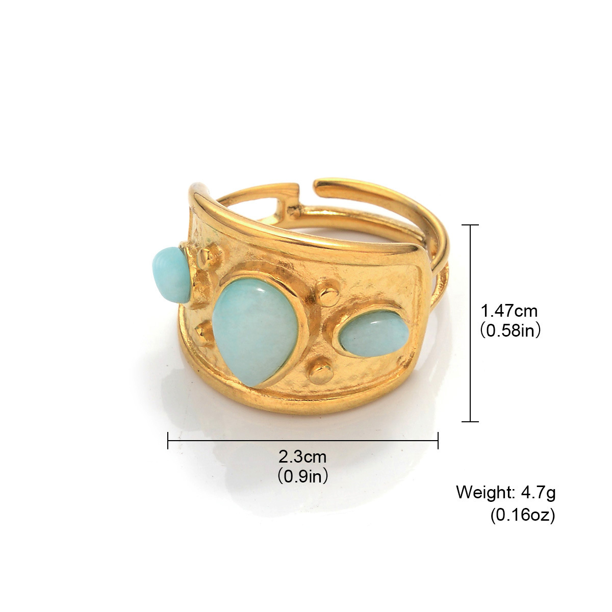 Best-selling stainless steel natural stone rings for women on AliExpress, non-fading titanium steel retro geometric rings for women Specification image