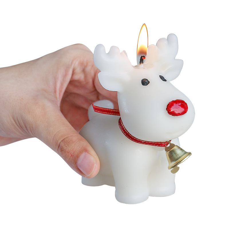 创意驯鹿香薰蜡烛 圣诞节装扮白色麋鹿蜡烛伴手礼盒送闺蜜礼物白底实物图