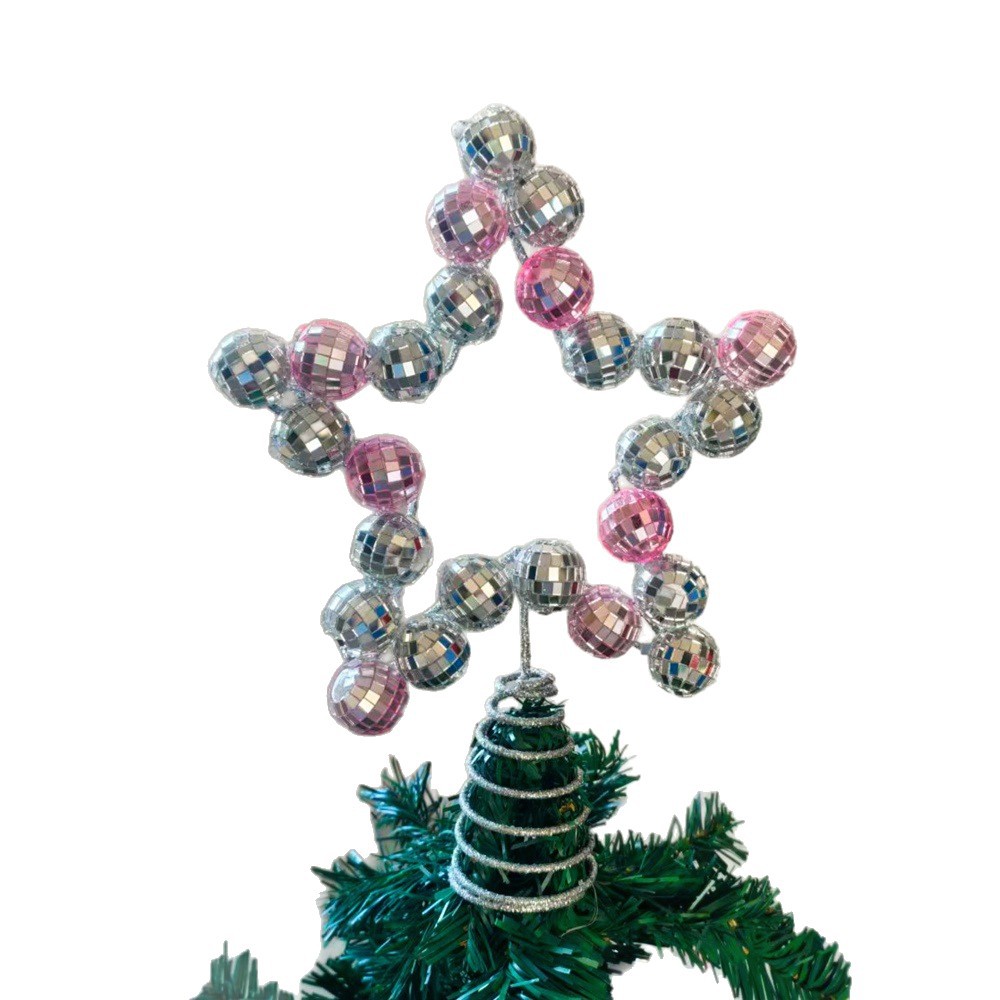 Decoraciones de navidad transfronterizas feliz navidad bola de espejo de navidad decoración de atmósfera de techo de árbol bola de mosaico vacaciones de navidad estrella de techo de árbol estrella de hierro forjado pentagrama Item Picture