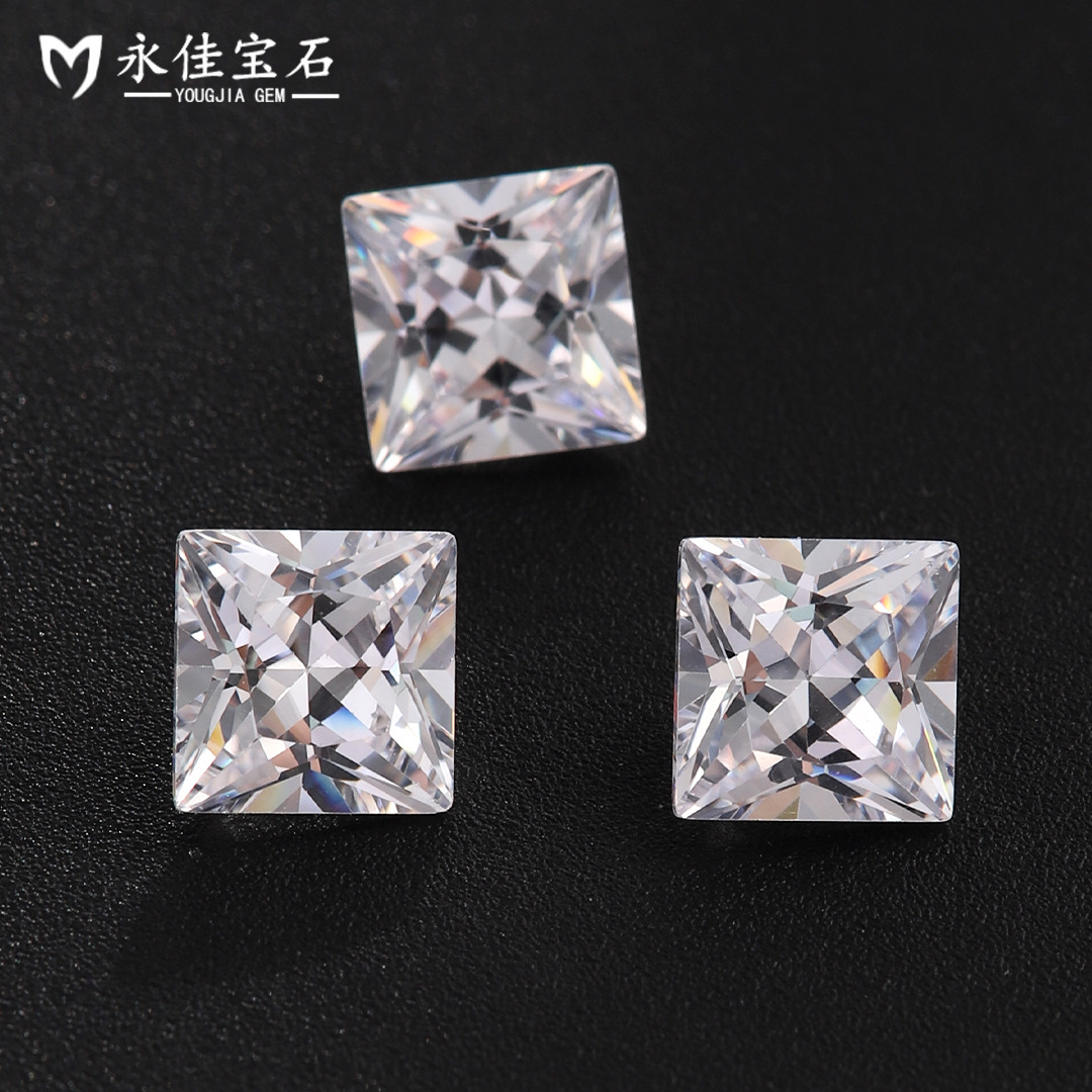 Yongjia Gemstone 5A Right-angle Square White Zircon bare Beads Nail Art Accessory DIY Loose Batch Shiny details Picture