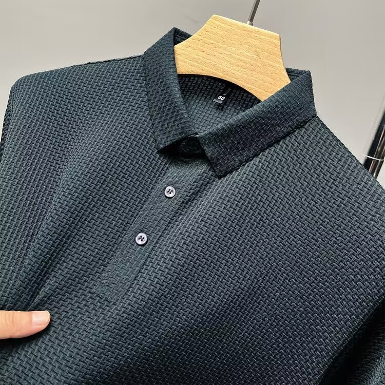Ice silk T-shirt men's summer business high-end solid color cheap top, mesh fabric short-sleeved shirt cross-border wholesale Specification image