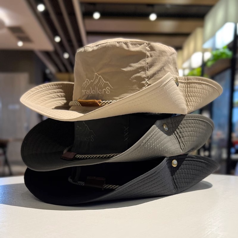 Outdoor hiking hats for men and women, summer sun protection and UV protection hats, large brim fishing fisherman hats, sunshade denim hats