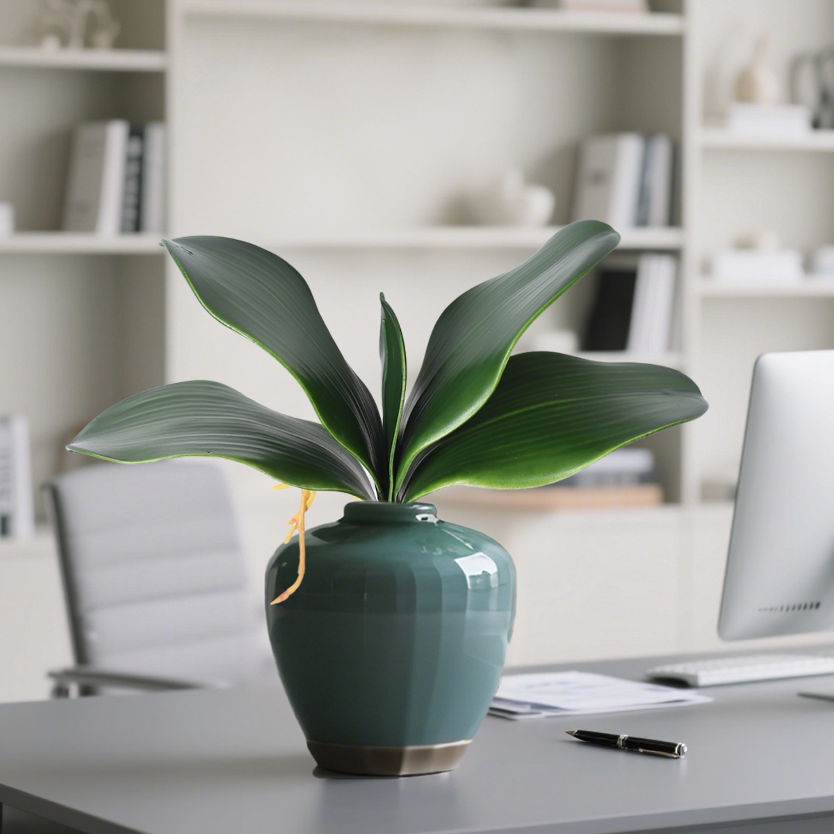 仿真蝴蝶兰叶手感软胶PU君子兰叶高档EVA蝴蝶兰叶丝网花配件插花