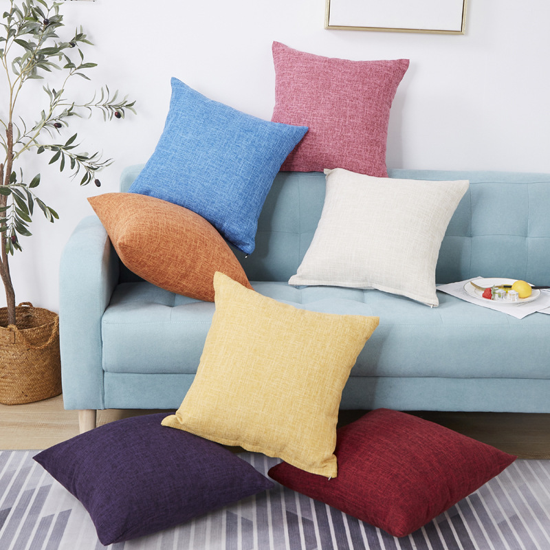 Amazon Home solid-color cotton and linen cushions and pillow covers, plain linen pillowcases without cores, simple Nordic pillowcases