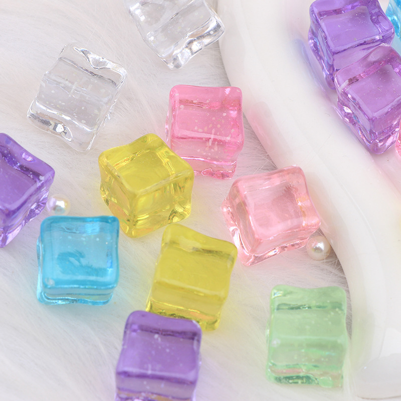 Color brillante cubo de hielo diy titular de la pluma soporte de caso de teléfono crema pegamento caja de almacenamiento accesorios material bolsas Specification image