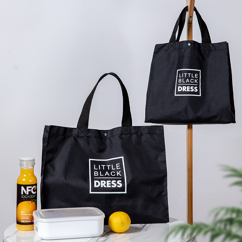 Oxford Cloth shopping bag, travel black eco-friendly supermarket, large-capacity fashionable folding portable canvas bag, hand bag Specification image