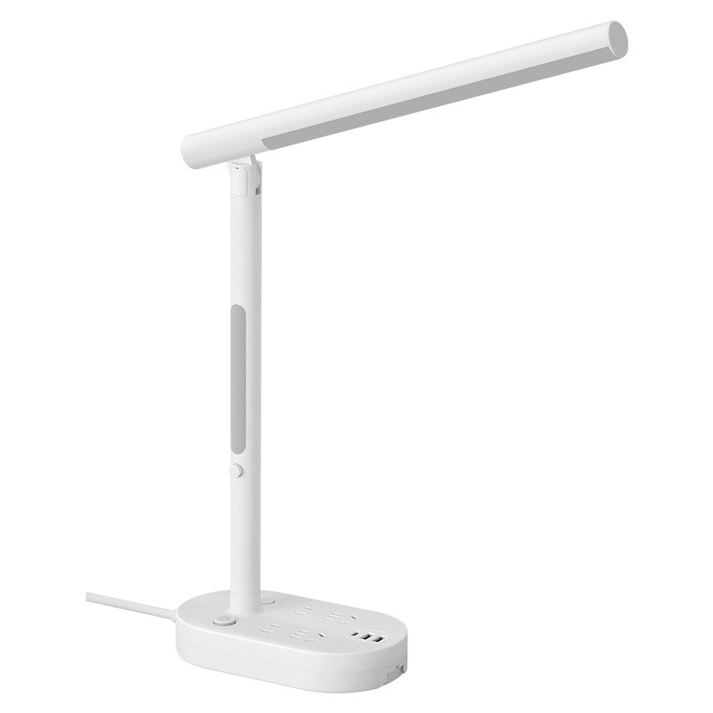创意USB插座LED台灯护眼灯学生学习阅读书写书桌宿舍卧室床头灯白底实物图