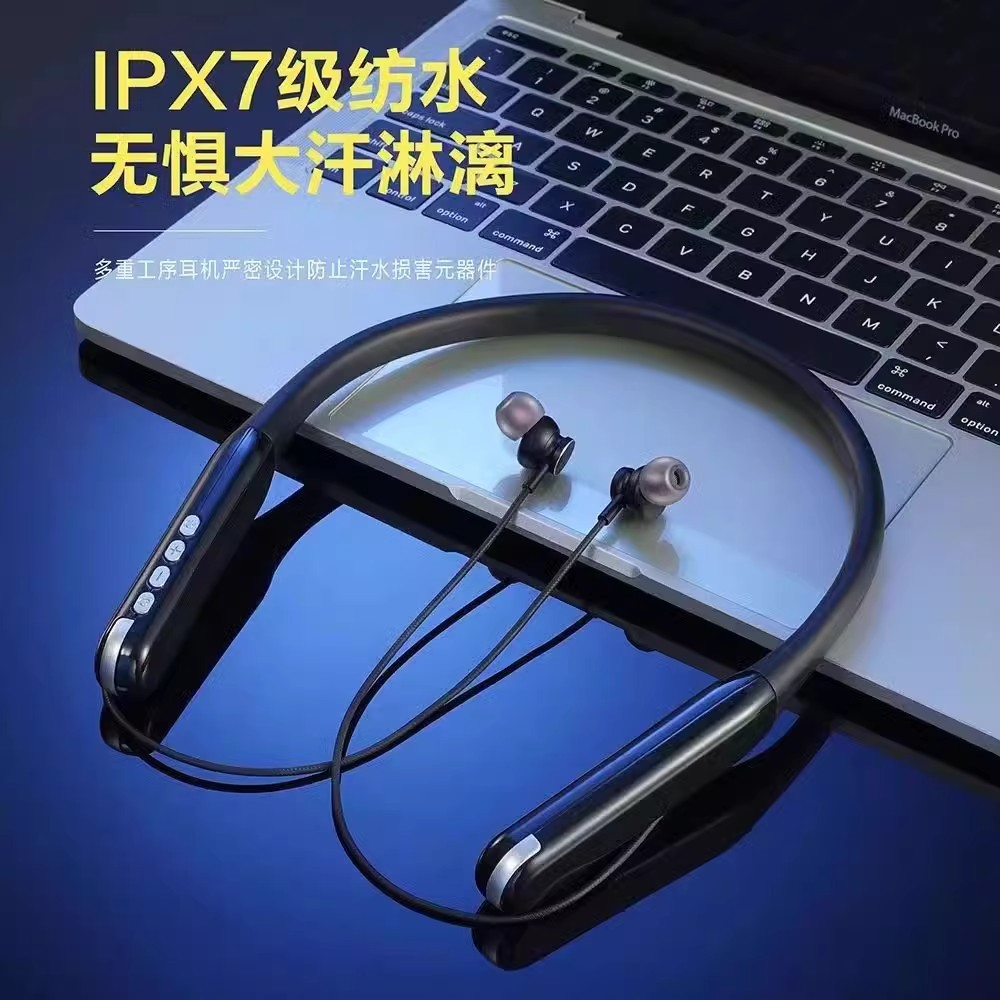 The new G80 neckband wireless Bluetooth headphones feature a high level of sporty appearance and an ultra-long duration with Berlin Sound and noise cancellation details Picture