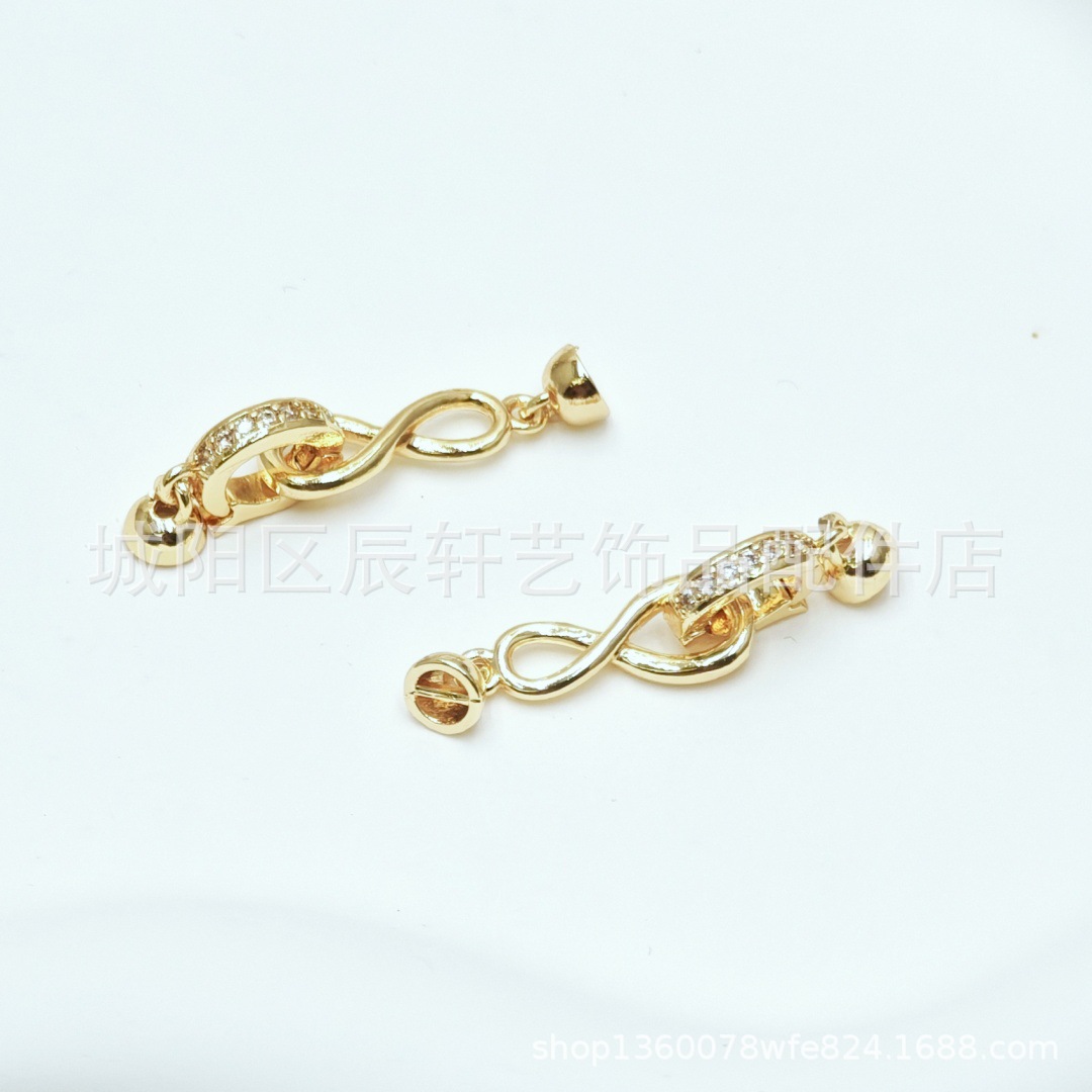 14K electroplated real gold color retention cloverleaf copper inlaid zircon diy handcrafted beaded necklace and bracelet material accessories Specification image