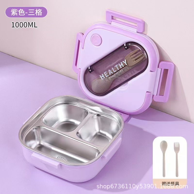 Cross-border ins plastic lunch boxes, student lunch boxes, microwave heating bento boxes, office workers' square lunch boxes with compartments