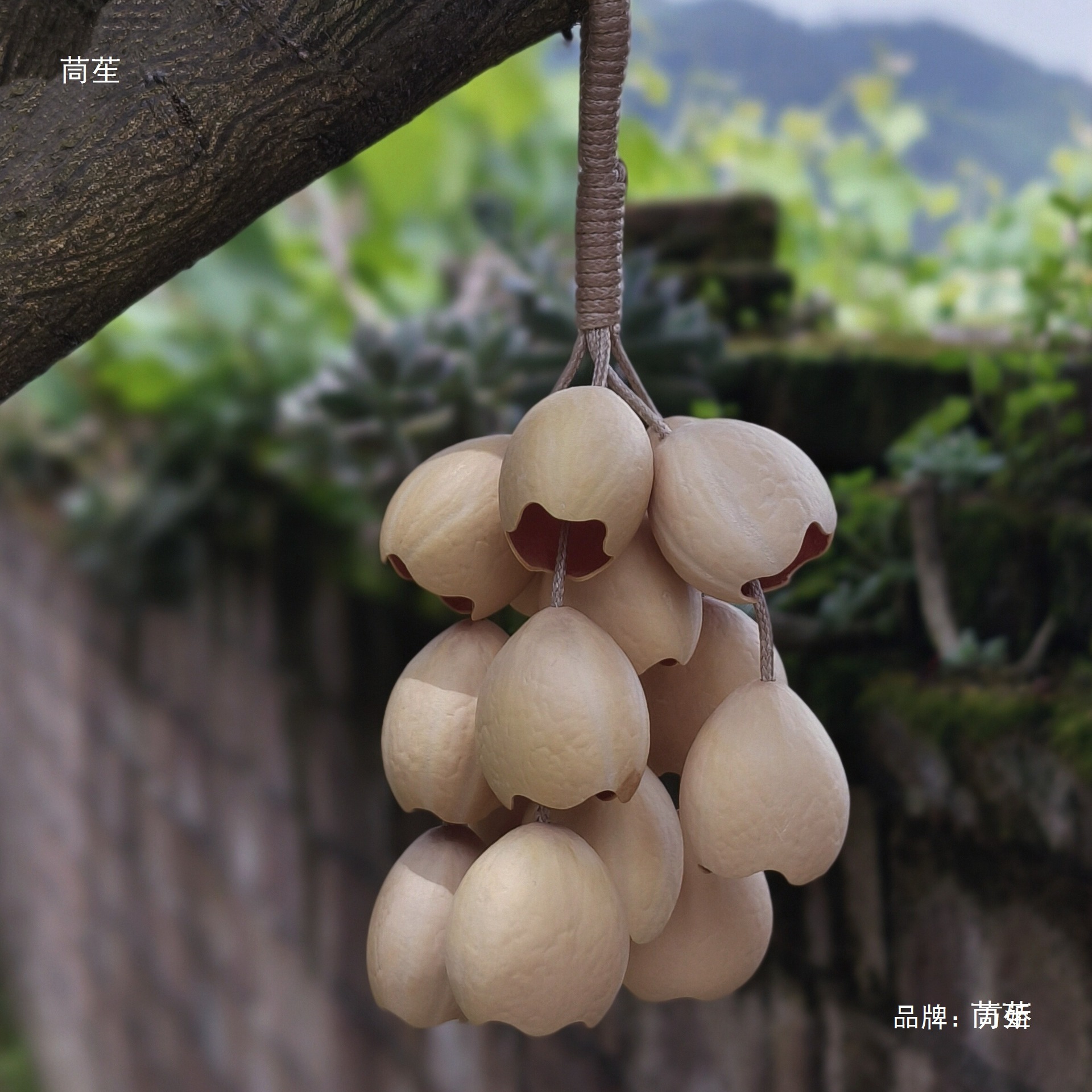 diy fruit shell wind chime material kit, handcrafted sound beam ringing pendant, self-made accessory kit from Indonesian black fruit shells Application Scenario