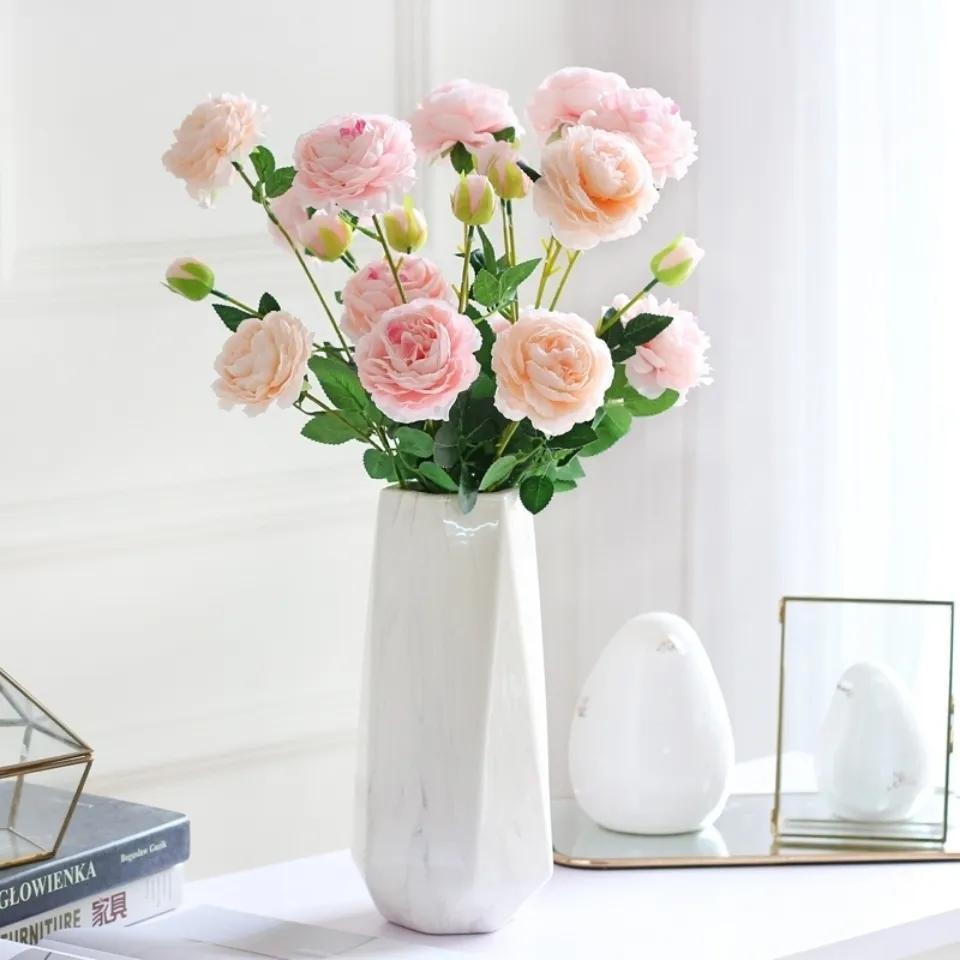 ins风西洋牡丹仿真花假花绢花玫瑰花束家居客厅餐桌装饰拍照道具
