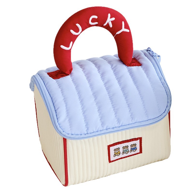 新款可爱房子化妆包大容量手提包便携旅行收纳洗漱包浴室化妆包包白底实物图