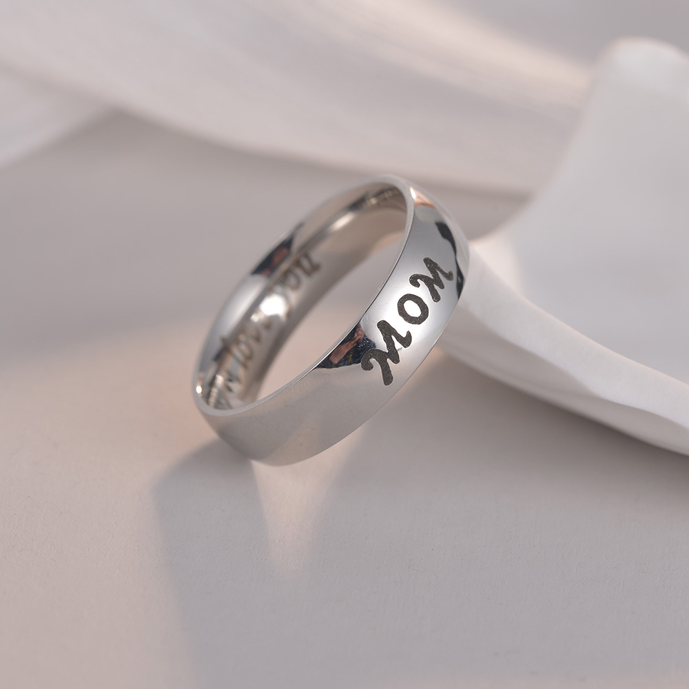 Aliexpress European and American jewelry family rings, DAD MOM rings, I LOVE YOU family rings, 6mm smooth surface Specification image