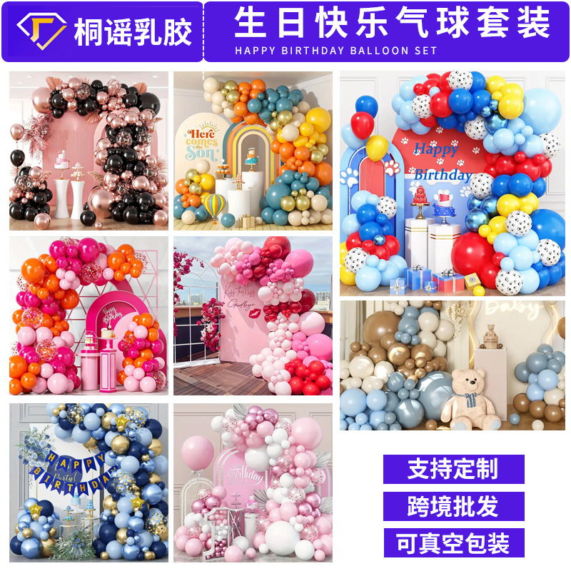 批发跨境热卖生日气球套装儿童生日婚礼庆典装饰氛围布置气球组合