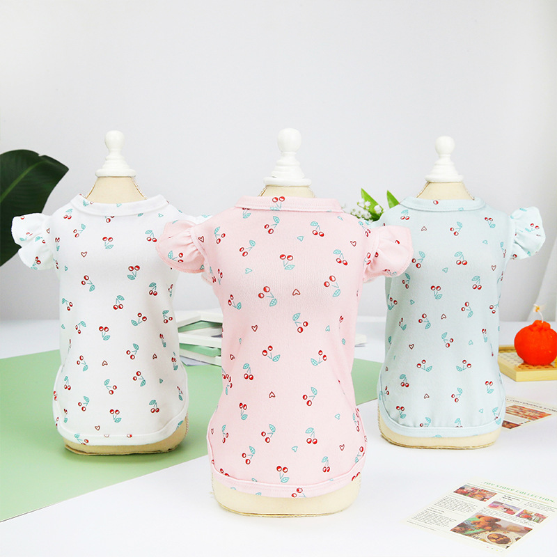 Puppy clothing, lace sleeve T-shirts, small and medium-sized dogs, Teddy pets, puppy clothes, Pomeranian spring and summer clothing, short sleeves Application Scenario