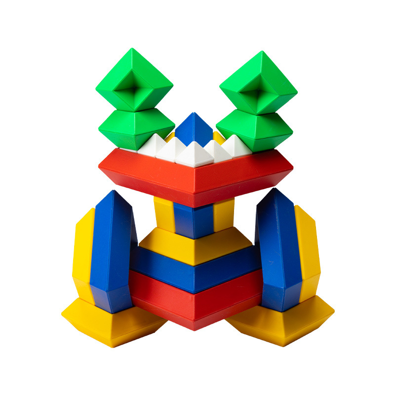 幼儿园蒙氏教具叠叠乐儿童拼装玩具套塔塑料积木菱形百变金字塔白底实物图