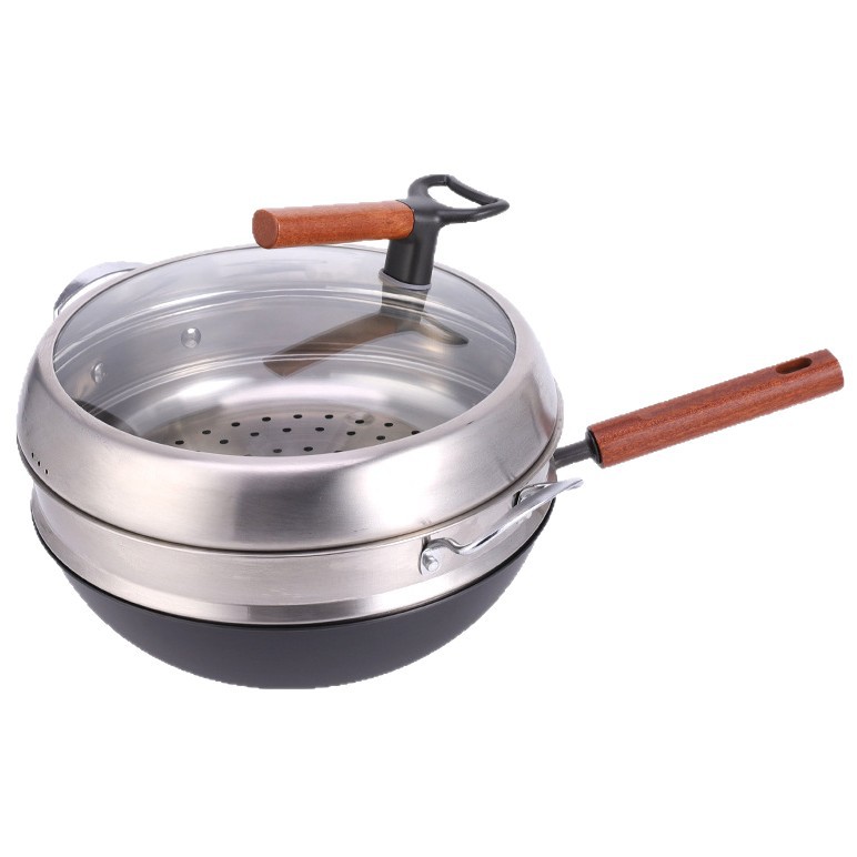 Yiyang Titanium-scented iron wok, non-stick wok, cooking wok, household uncoated induction cooker, gas stove special flat bottom iron wok Item Picture