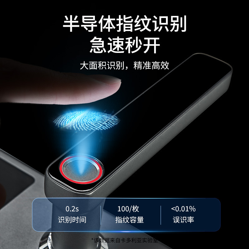 Tongtong Lock Silver and black dual-color smart door lock with facial and fingerprint recognition and blue backlit keyboard Specification image
