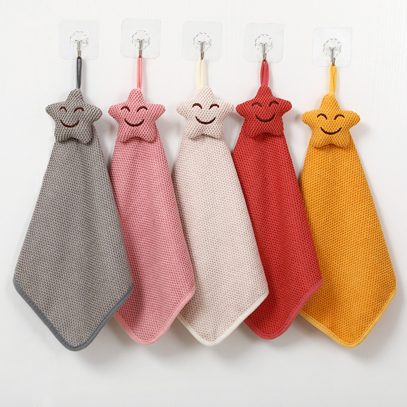 可挂式厨房速干擦手毛巾卡通擦手巾洗碗巾浴室挂式吸水毛巾批发