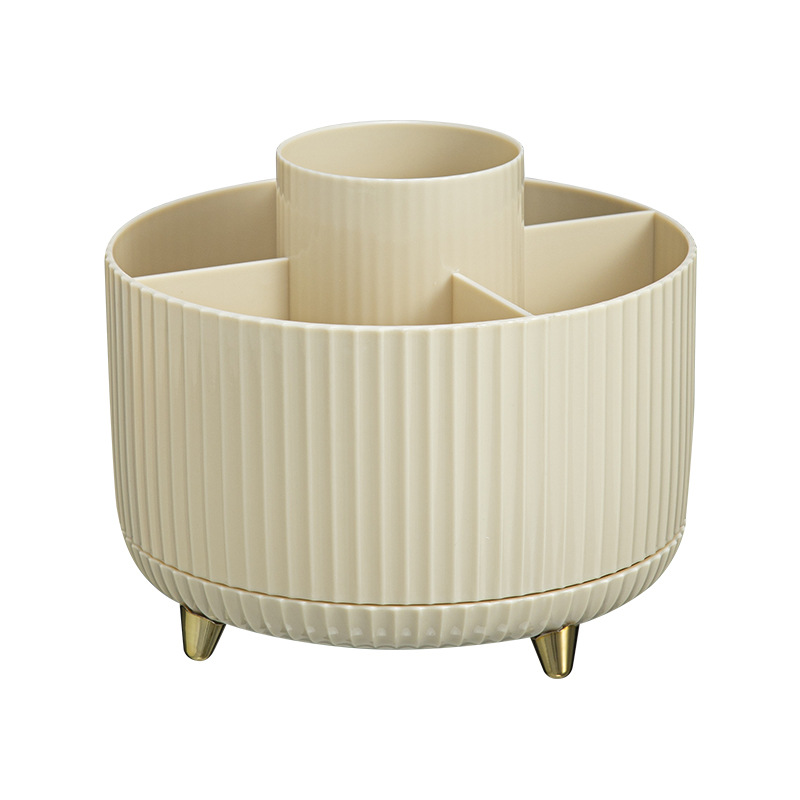 Multi-functional rotating pen holder cosmetic storage box, light luxury round cosmetic brush storage, large-capacity desktop shelf Item Picture