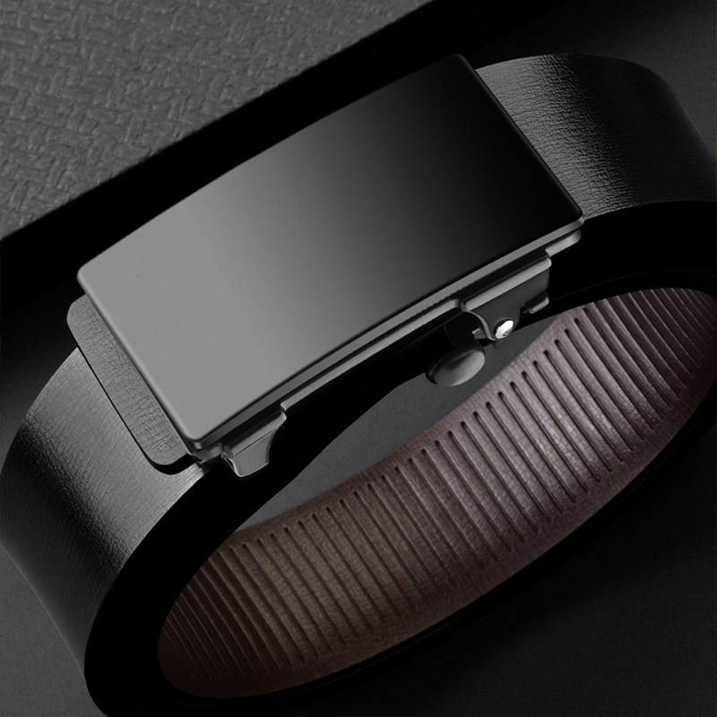 皮带男士合金自动扣内穿腰带商务休闲男士皮带牛皮裤腰带厂家批发产品图