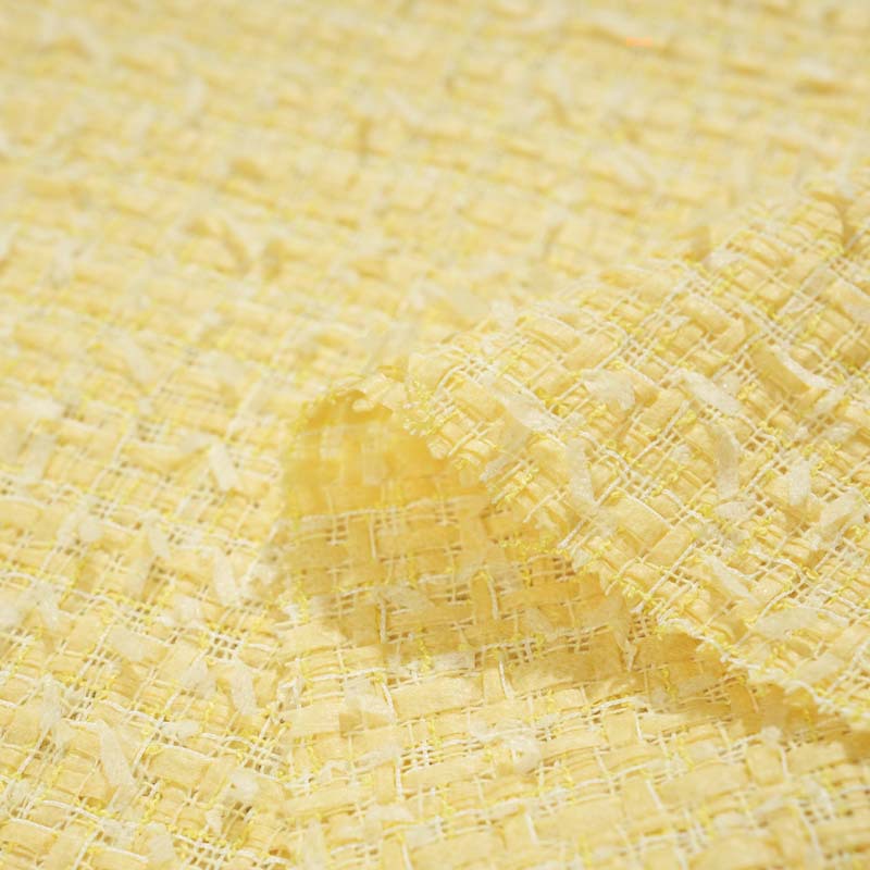 Mokashi's little Chanel fabric, yellow feather tassel woven fabric, spring and summer women's fashion sets, skirts and bags Specification image