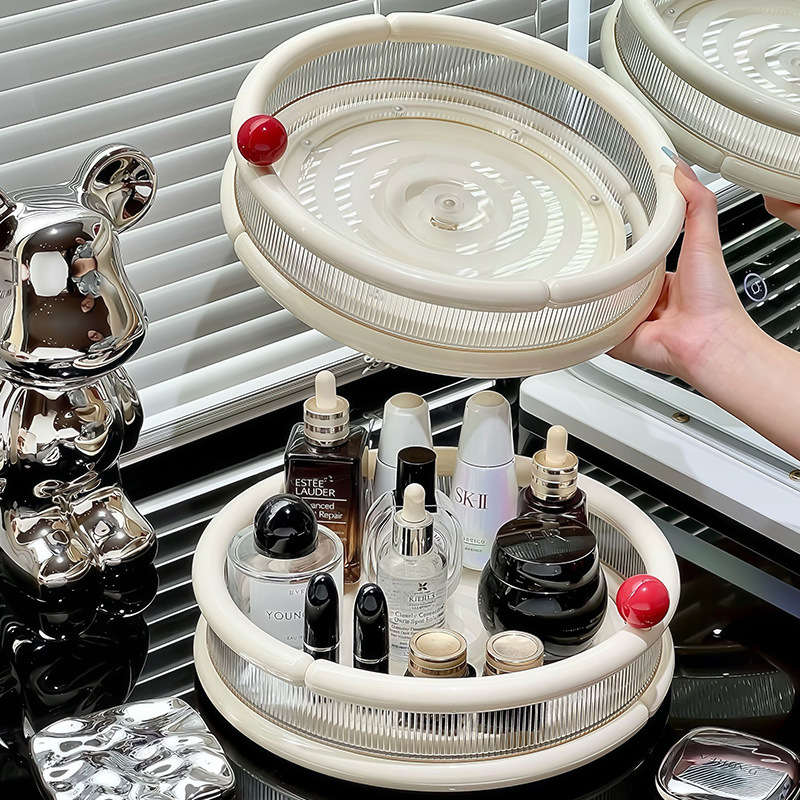 Rotating cosmetics storage box, table skin care product tray, shelf, lipstick, perfume, lotion, dressing table storage plate