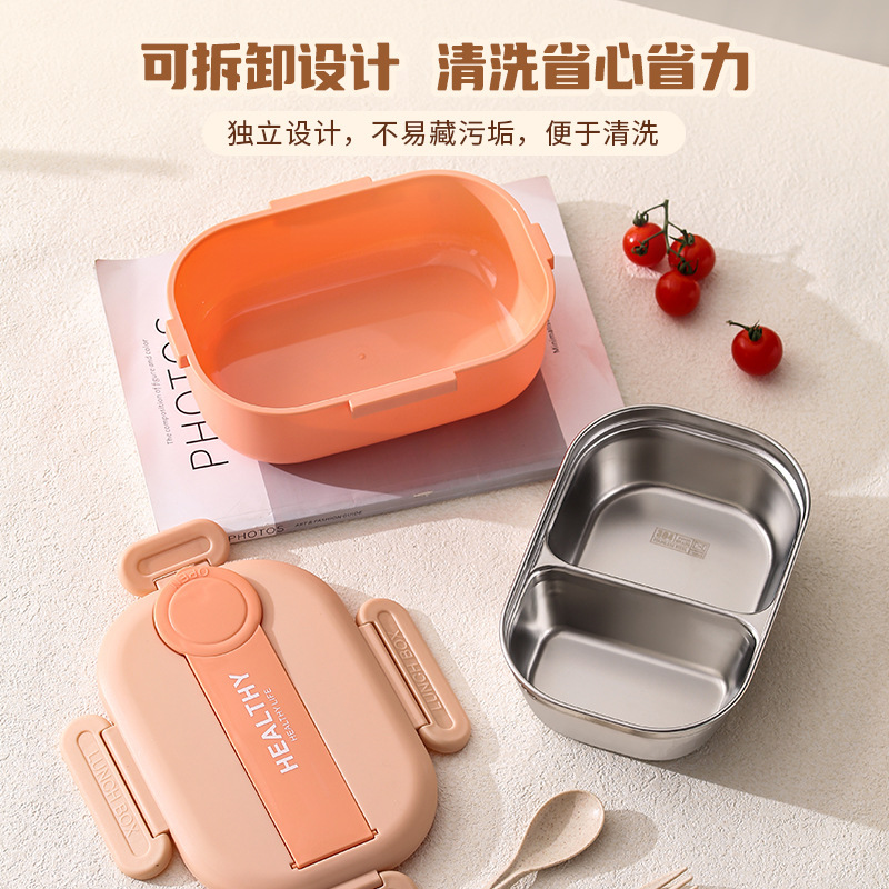 Cross-border 304 stainless steel lunch boxes, work insulation, cafeteria, outdoor portable compartments, fast food boxes, bento boxes, lunch boxes for students Application Scenario
