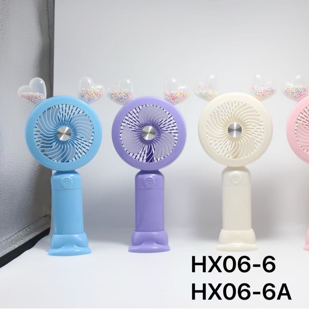 HX06-6 de tres etapas viento oso oreja de mano pequeño ventilador con base soporte de teléfono USB carga de verano estudiante disperso details Picture