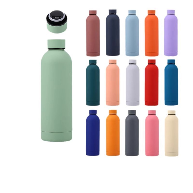 跨境美式小口瓶橡胶漆磨砂运动水壶车载便携真空保温杯外贸批发细节图