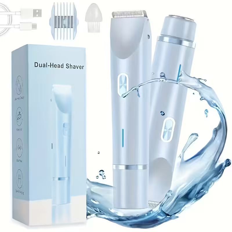 Cross-border electric women's hair removal device, rechargeable dry and wet dual-purpose facial and body shaving device, dual-head hair cutting, waterproof Item Picture