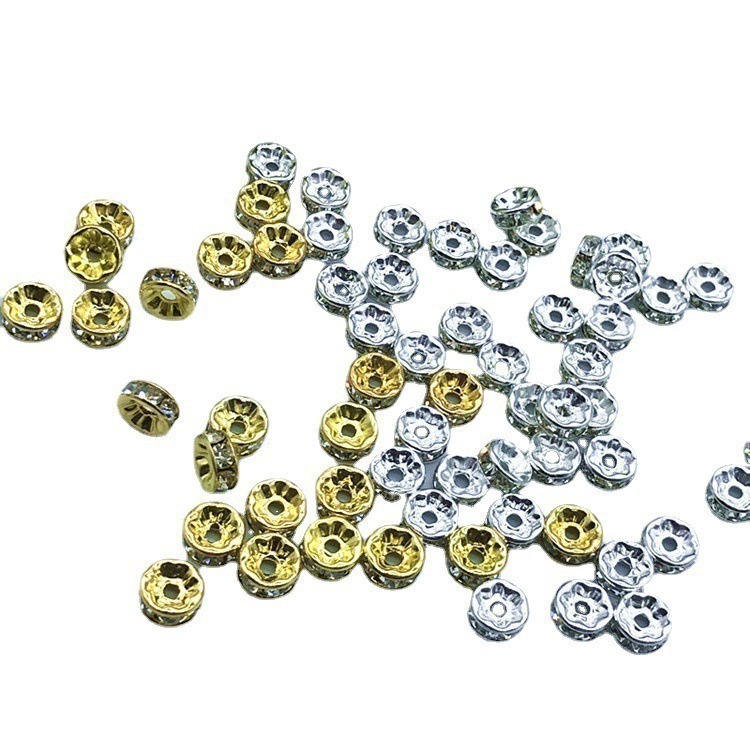 Flat-edge diamond ring pearl diy jewelry accessories, copper-edge diamond ring necklaces, bracelets, clothing, bags, jewelry accessories wholesale Item Picture