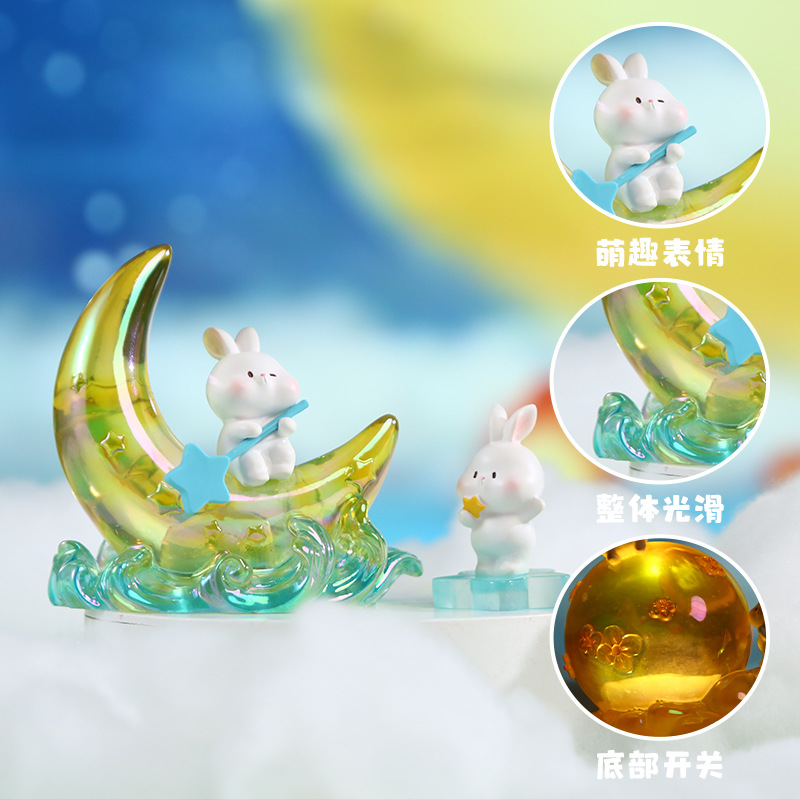 Moon Rabbit Dream Small Lamp Ornament, creative design for home living room desktop, resin handicraft gift, gift ornament Application Scenario