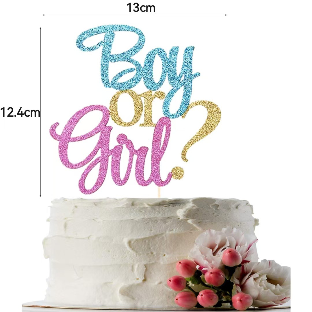 跨境男女孩蛋糕插牌性别派对主题蛋糕装饰boy or girl 蛋糕插件