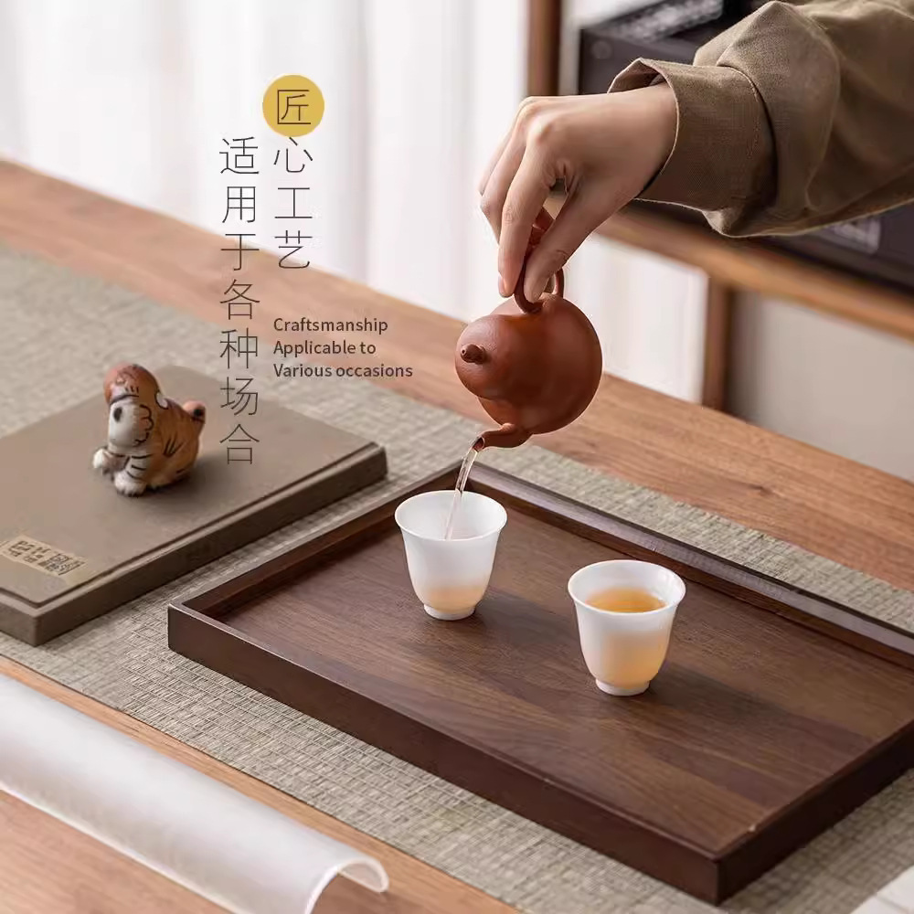 Bamboo and wood plates, walnut wood tea plates, dried fruit plates, dinner plates, Japanese-style barbecue plates, rectangular plates, trays, tea snacks and tea sets details Picture
