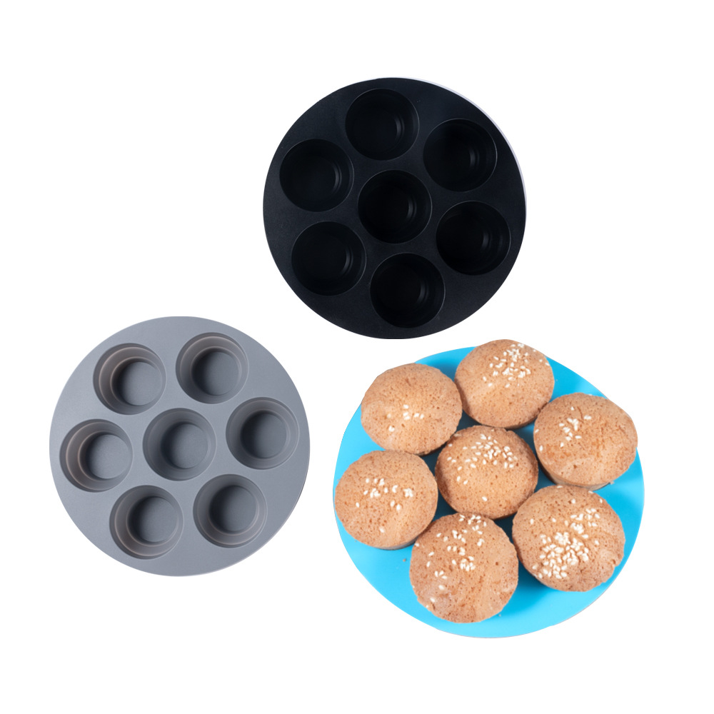 Hot-selling foldable cake mold, food-grade silicone air fryer accessory, seven-hole extendable baking mold Specification drawing