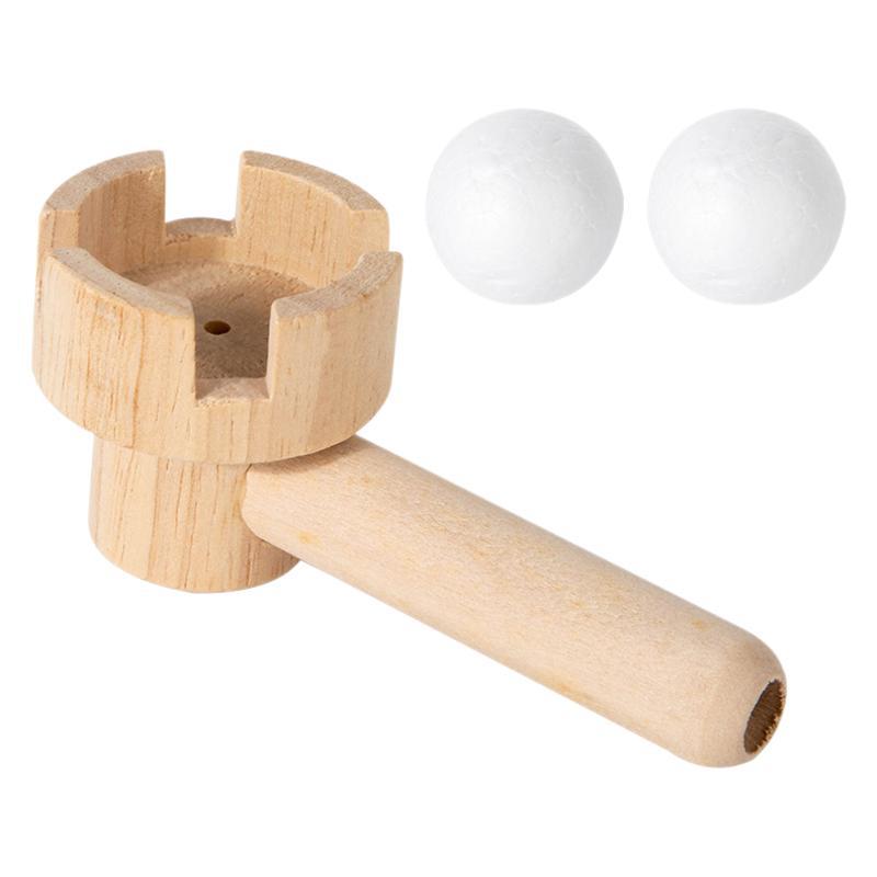 木质儿童悬浮吹球魔术80后经典怀旧吹气球悬浮球游戏感统训练玩具白底实物图