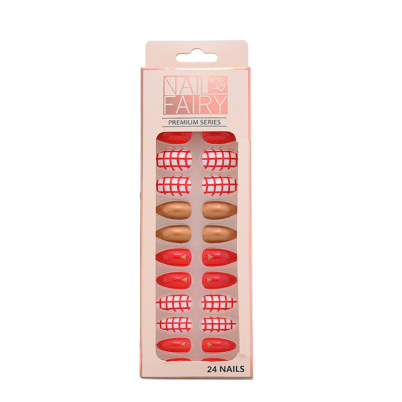 Wholesale of European and American nail art pieces, 24 pieces of fake nails, popular nail art patches, wearable nail art pieces