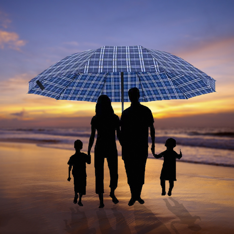 厂家批发三折倒杆10骨商务格子雨伞男士创意格子雨伞