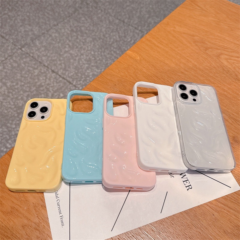 简约陨石纹适用iPhone16苹果15promax手机壳立体波浪14纯色13软壳