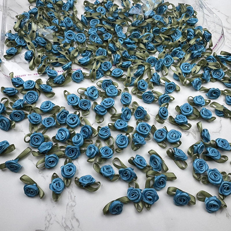 玫瑰花现货绿叶玫瑰手工花朵发饰辅料辅料公仔配饰饰品配件缎带加产品图