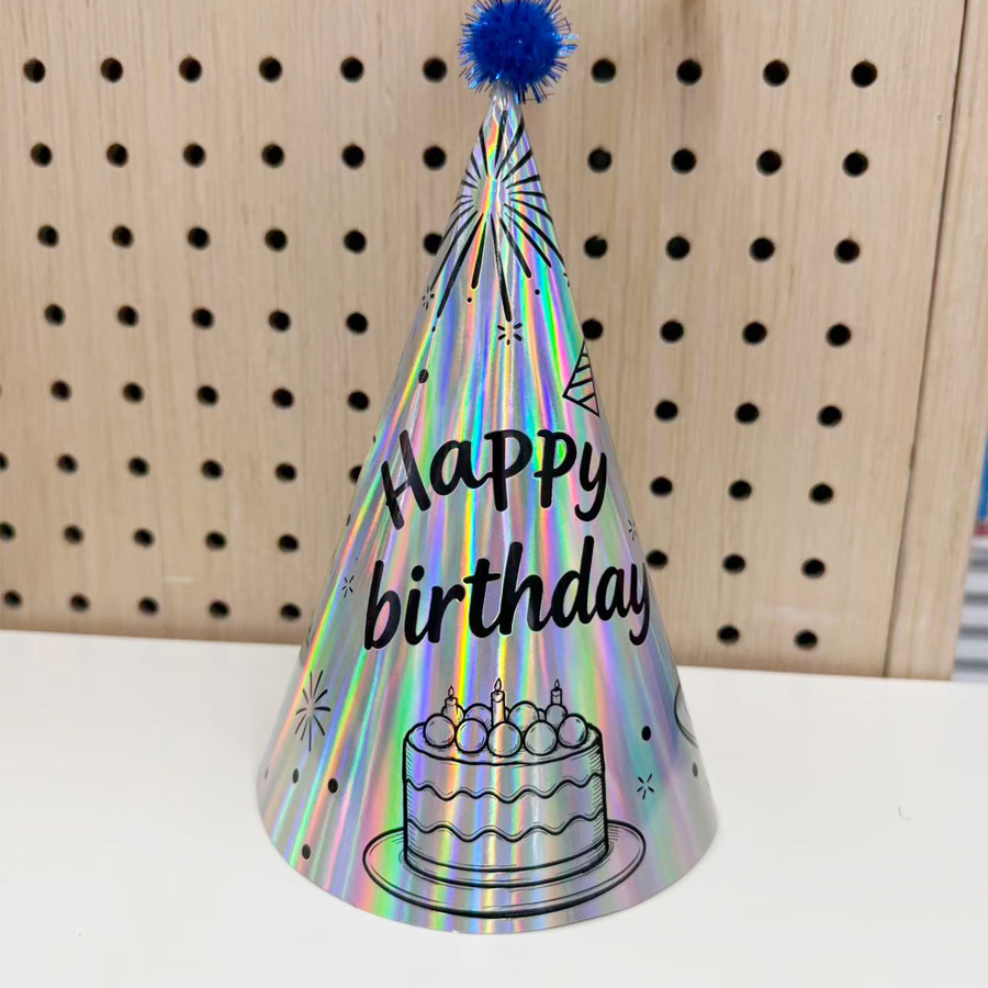 Party HAPP birthday Birthday hat, Ins-style children's party supplies, birthday hat, photo props with pom-poms Application Scenario