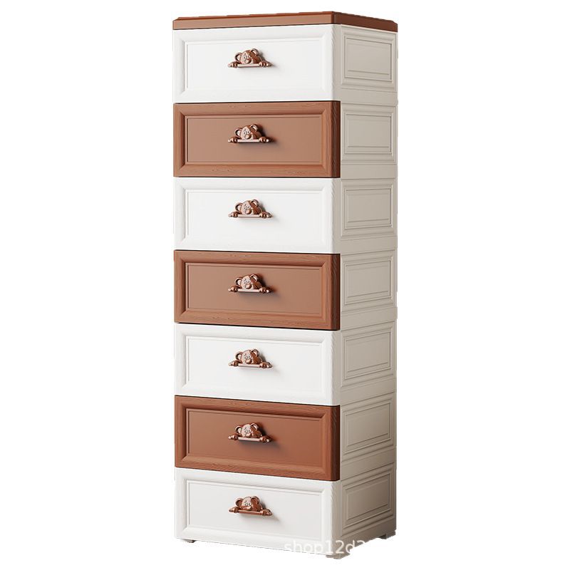家用多层欧式抽屉式收纳柜塑料儿童衣柜宝宝玩具衣服储物柜整理箱白底实物图