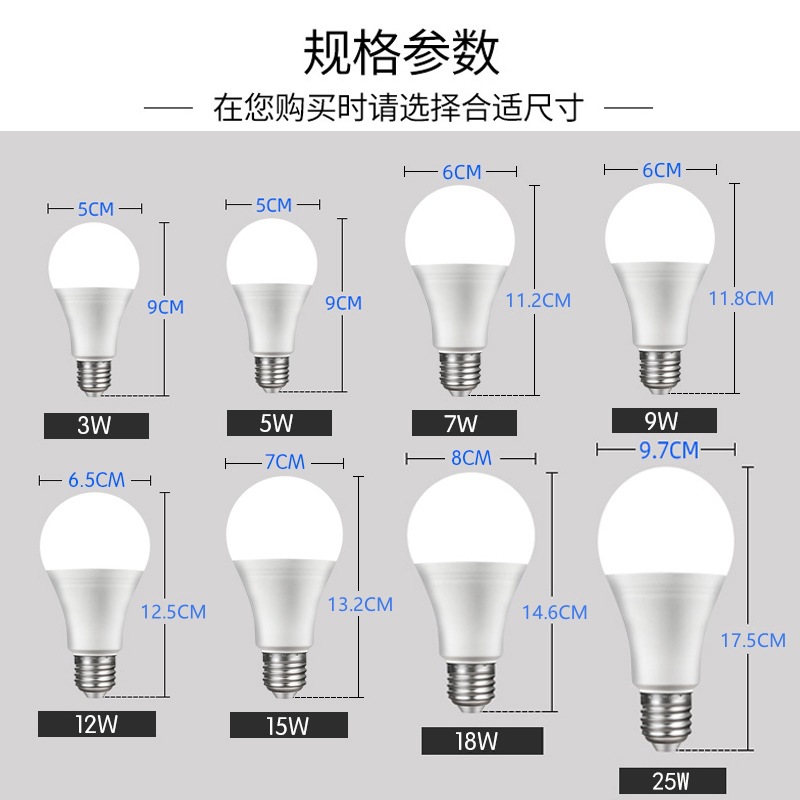 A-bulb e27 screw-top led bulb, energy-saving lamp, chandelier, household lighting, clear yellow warm light, three-color variable light, A60 light source details Picture