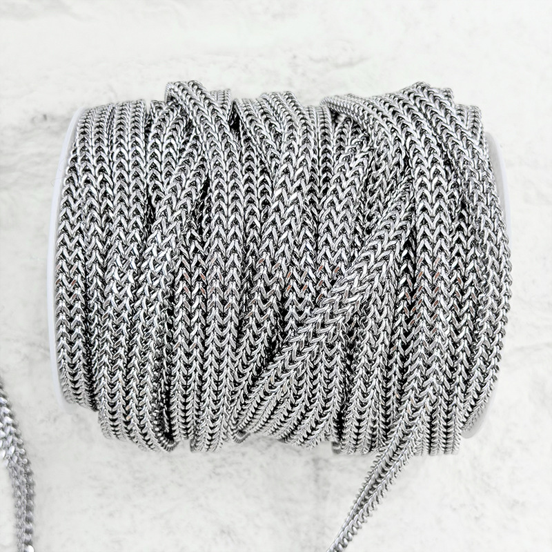 Wholesale of silver semi-finished chain jewelry accessories for both front and back color-preserving Cuban chains Specification image