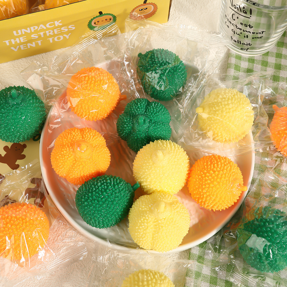 Cross-border Small durian Pinching Fun Children's Fun TPR Stress-relieving Fruit Toy, Stress-relieving and venting simulation Food play