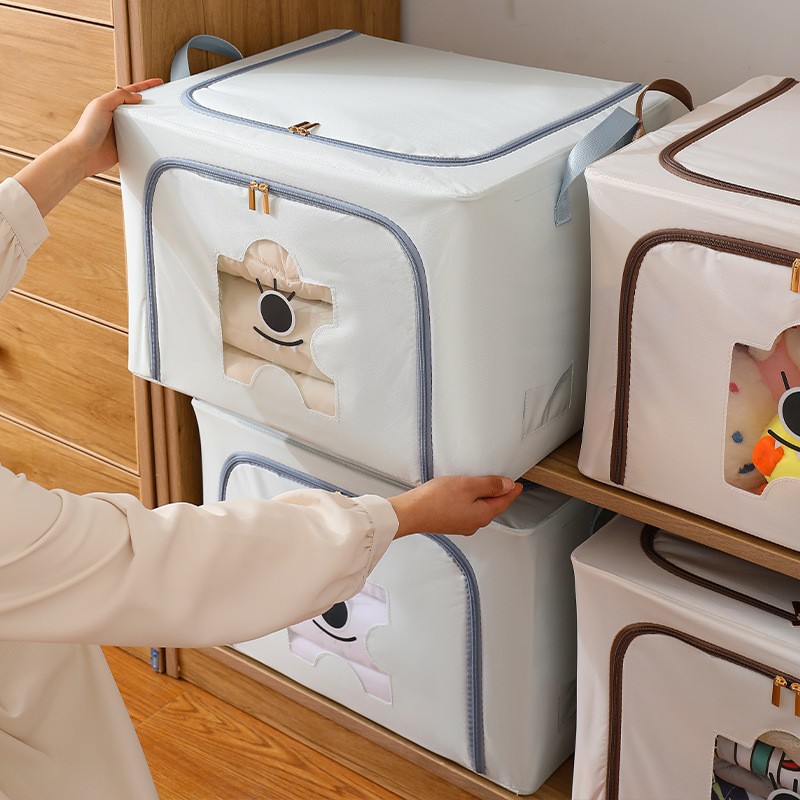 2025年新款收纳箱整理箱家用大容量装衣物卡通百纳箱5毫米钢架箱