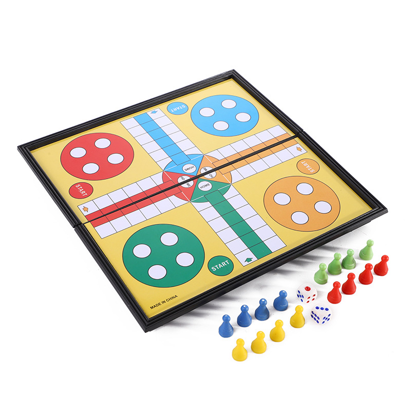 益智玩具桌面游戏棋折叠磁性飞行棋 宝路棋 LUDO便携式骰子棋厂家
