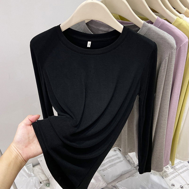 European brand mask T-shirt, soft and soft base layer for women, thin, simple and versatile long-sleeved top, basic autumn T-shirt inner layer Item Picture